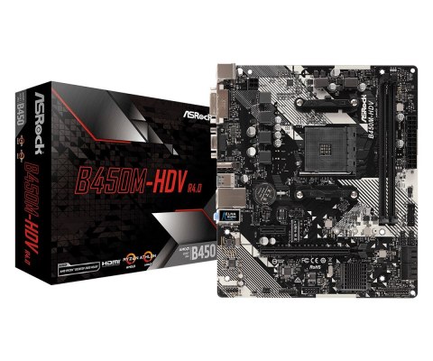 Płyta główna Asrock B450M-HDV R4.0 (AM4; 2x DDR4 DIMM; Micro ATX) Płyta główna Asrock B450M-HDV R4.0 (AM4; 2x DDR4 DIMM; Micro ATX)
