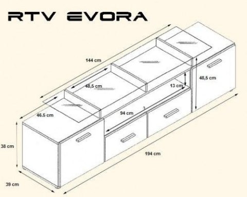 Szafka RTV EVORA 200 biały/szary połysk Szafka RTV EVORA 200 biały/szary połysk
