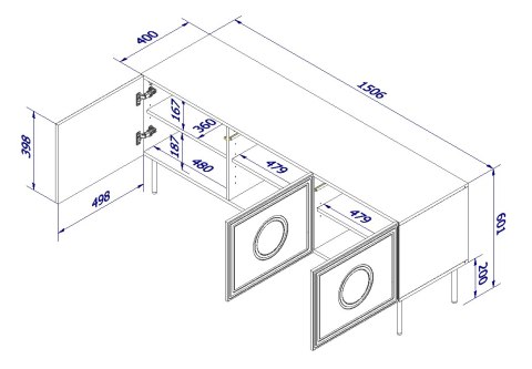 Szafka RTV PALAZZO 150x42x60 czarny + dąb craft Szafka RTV PALAZZO 150x42x60 czarny + dąb craft