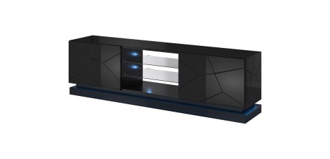 Szafka RTV QIU 200 MDF czarny połysk/czarny połysk Szafka RTV QIU 200 MDF czarny połysk/czarny połysk