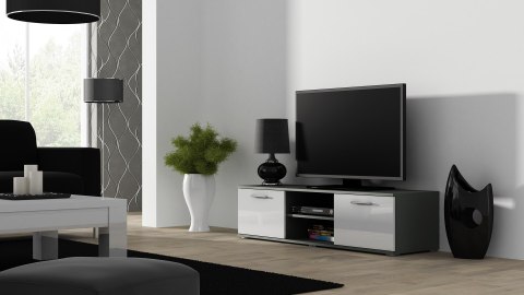 Szafka RTV SOHO 140 szary/ biały połysk Szafka RTV SOHO 140 szary/ biały połysk