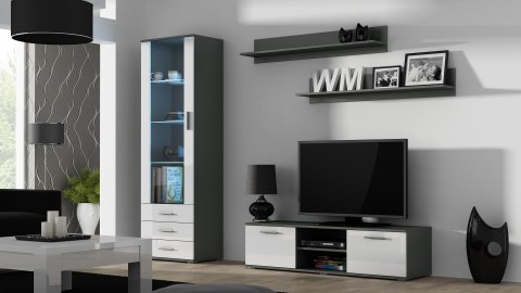 Szafka RTV SOHO 140 szary/ biały połysk Szafka RTV SOHO 140 szary/ biały połysk