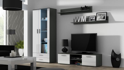 Szafka RTV SOHO 140 szary/ biały połysk Szafka RTV SOHO 140 szary/ biały połysk