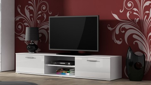 Szafka RTV SOHO 180 biały/ biały połysk Szafka RTV SOHO 180 biały/ biały połysk