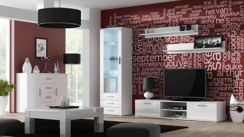 Szafka RTV SOHO 180 biały/ biały połysk Szafka RTV SOHO 180 biały/ biały połysk