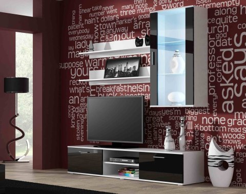 Szafka RTV SOHO 180 biały/ czarny połysk Szafka RTV SOHO 180 biały/ czarny połysk