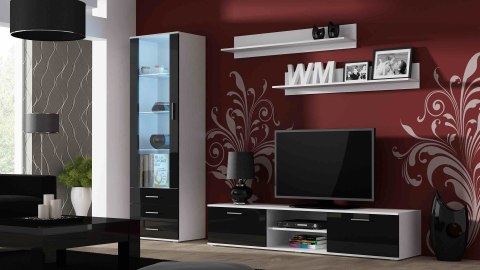 Szafka RTV SOHO 180 biały/ czarny połysk Szafka RTV SOHO 180 biały/ czarny połysk