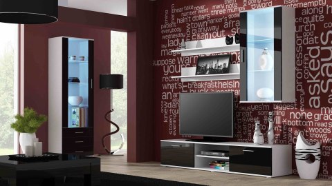 Szafka RTV SOHO 180 biały/ czarny połysk Szafka RTV SOHO 180 biały/ czarny połysk