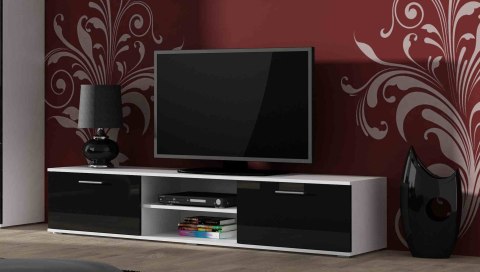 Szafka RTV SOHO 180 biały/ czarny połysk Szafka RTV SOHO 180 biały/ czarny połysk