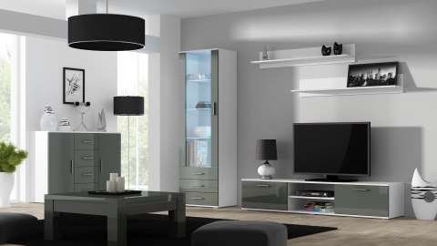 Szafka RTV SOHO 180 biały/ szary połysk Szafka RTV SOHO 180 biały/ szary połysk