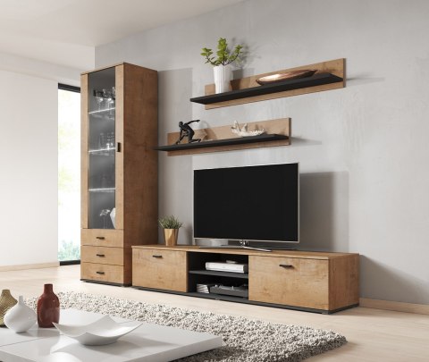 Szafka RTV SOHO 180 dąb lefkas + czarny Szafka RTV SOHO 180 dąb lefkas + czarny