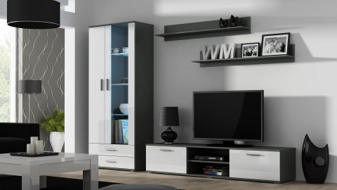 Szafka RTV SOHO 180 szary/ biały połysk Szafka RTV SOHO 180 szary/ biały połysk