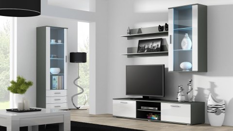 Szafka RTV SOHO 180 szary/ biały połysk Szafka RTV SOHO 180 szary/ biały połysk