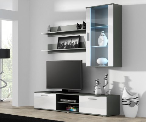 Szafka RTV SOHO 180 szary/ biały połysk Szafka RTV SOHO 180 szary/ biały połysk