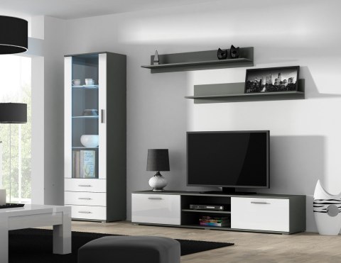Szafka RTV SOHO 180 szary/ biały połysk Szafka RTV SOHO 180 szary/ biały połysk