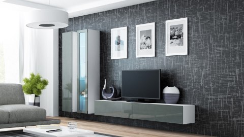 Szafka RTV VIGO '180' 30/180/40 biały/szary połysk Szafka RTV VIGO '180' 30/180/40 biały/szary połysk