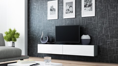 Szafka RTV VIGO '180' 30/180/40 szary/biały połysk Szafka RTV VIGO '180' 30/180/40 szary/biały połysk