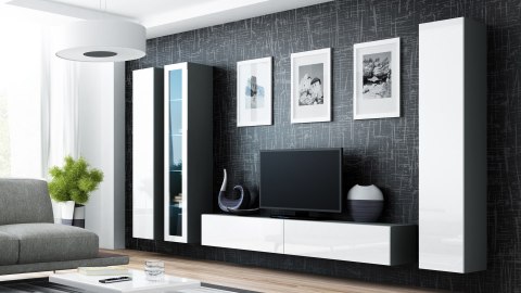 Szafka RTV VIGO '180' 30/180/40 szary/biały połysk Szafka RTV VIGO '180' 30/180/40 szary/biały połysk