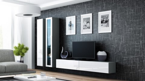 Szafka RTV VIGO '180' 30/180/40 szary/biały połysk Szafka RTV VIGO '180' 30/180/40 szary/biały połysk