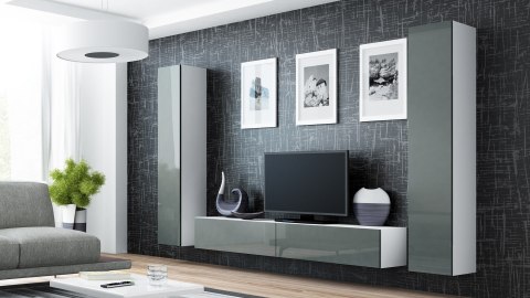 Szafka RTV VIGO '180' 30/180/40 szary/biały połysk Szafka RTV VIGO '180' 30/180/40 szary/biały połysk