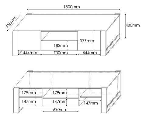 Szafka RTV WOOD 180/44/48 dąb wotan + antracyt Szafka RTV WOOD 180/44/48 dąb wotan + antracyt