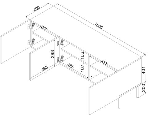 Szafka RTV 3D PALAZZO BIS 151x40x60 biały mat Szafka RTV 3D PALAZZO BIS 151x40x60 biały mat
