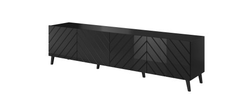 Szafka RTV ABETO 200x42x52 czarny/czarny połysk Szafka RTV ABETO 200x42x52 czarny/czarny połysk