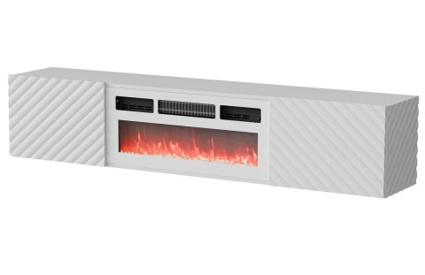 Szafka RTV LARA 183x35x37 biały mat + biały kominek Szafka RTV LARA 183x35x37 biały mat + biały kominek