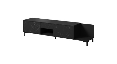 Szafka RTV MARMO 2D1S1K 195x40xH47,5 czarny mat/marmur czarny Szafka RTV MARMO 2D1S1K 195x40xH47,5 czarny mat/marmur czarny