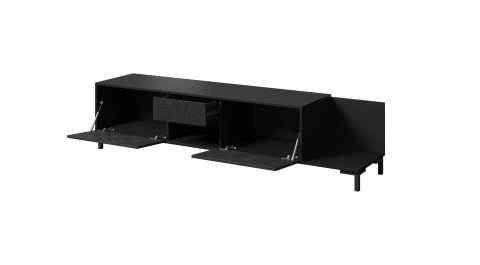 Szafka RTV MARMO 2D1S1K 195x40xH47,5 czarny mat/marmur czarny Szafka RTV MARMO 2D1S1K 195x40xH47,5 czarny mat/marmur czarny
