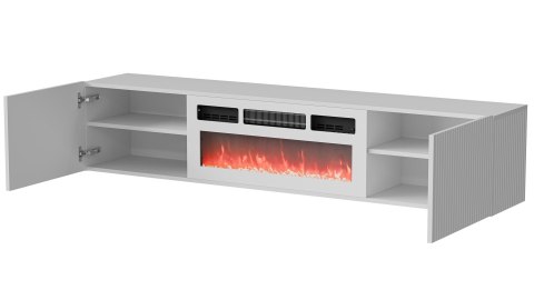 Szafka RTV ROTA 183x35x37 biały mat + biały kominek Szafka RTV ROTA 183x35x37 biały mat + biały kominek