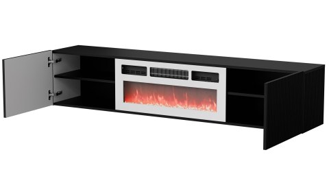 Szafka RTV ROTA 183x35x37 czarny mat + biały kominek Szafka RTV ROTA 183x35x37 czarny mat + biały kominek