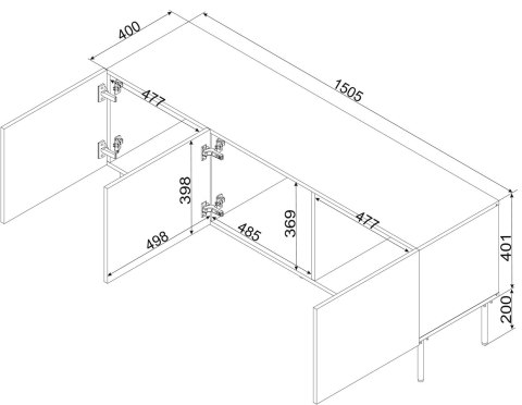 Szafka RTV SIENA 150,5x40x60 kaszmir mat Szafka RTV SIENA 150,5x40x60 kaszmir mat