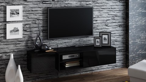 Szafka RTV SIGMA1 180 czarny/czarny połysk Szafka RTV SIGMA1 180 czarny/czarny połysk