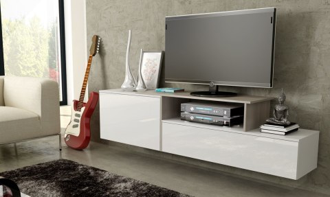 Szafka RTV SIGMA3 180 biały/biały połysk + sonoma Szafka RTV SIGMA3 180 biały/biały połysk + sonoma