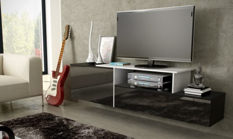 Szafka RTV SIGMA3 180 czarny/czarny połysk + biały Szafka RTV SIGMA3 180 czarny/czarny połysk + biały